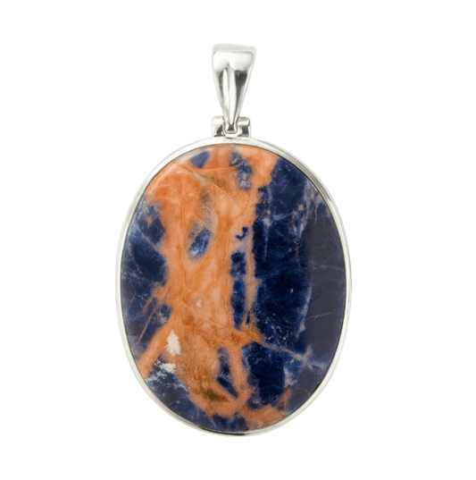 Zilveren Sodaliet ovaal XL kettinghanger