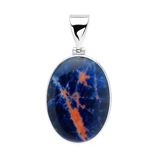 Zilveren Sodaliet ovaal groot kettinghanger