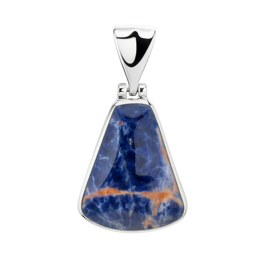 Zilveren Sodaliet driehoek kettinghanger