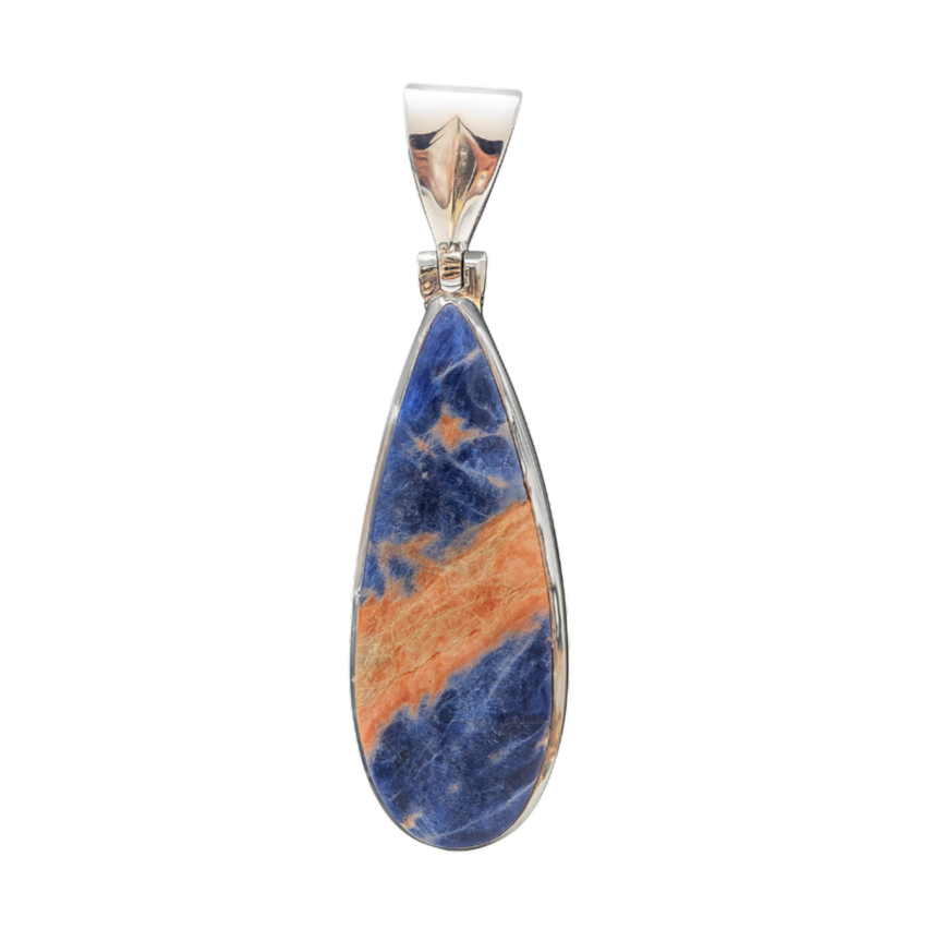 Zilveren Sodaliet druppel groot kettinghanger KHZ-5688
