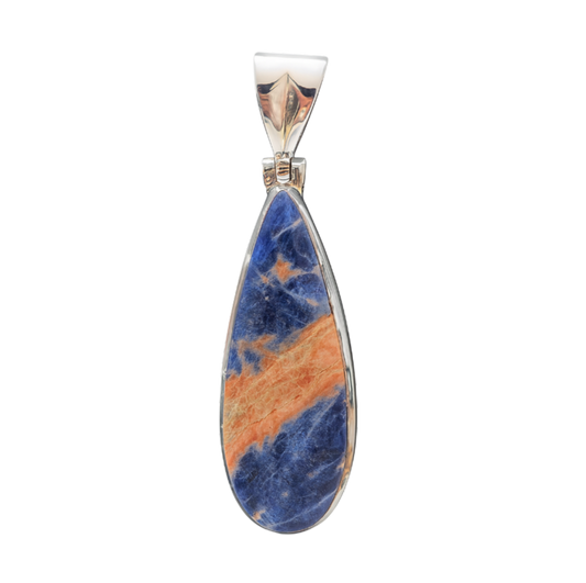 Zilveren Sodaliet druppel groot kettinghanger