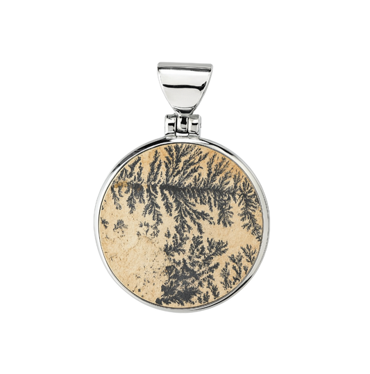 Zilveren Dendriet Psilomelane rond kettinghanger