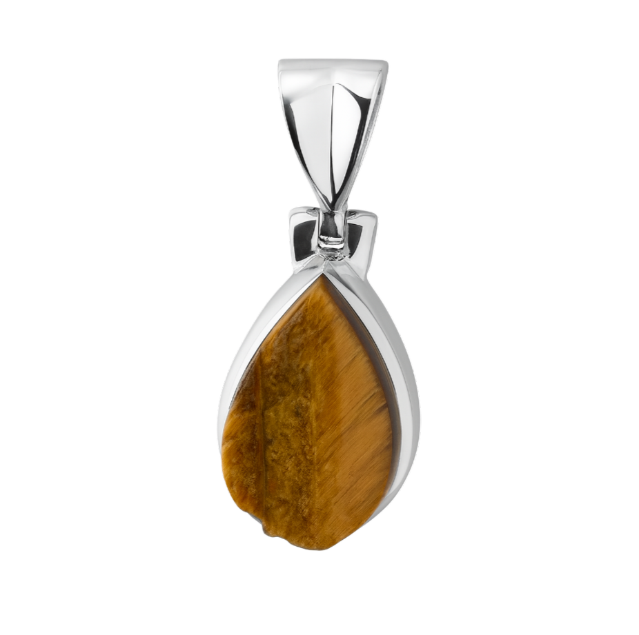 Zilveren Tijgeroog ruw druppel kettinghanger KHZ-5694