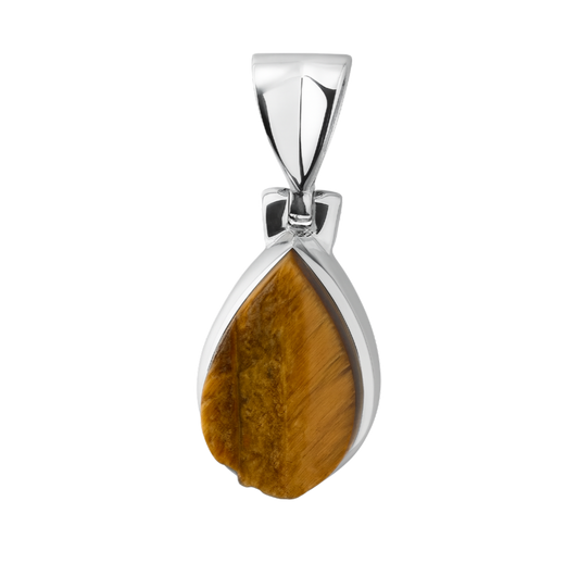 Zilveren Tijgeroog ruw druppel kettinghanger