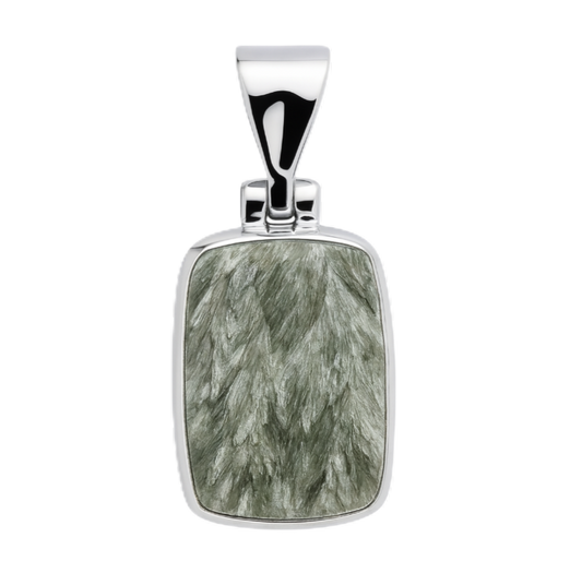 Zilveren Serafiniet ruw rechthoek kettinghanger