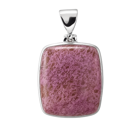 Zilveren Purpuriet rechthoek edelsteen kettinghanger