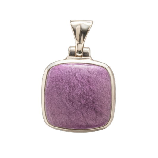 Zilveren Purpuriet vierkant edelsteen kettinghanger