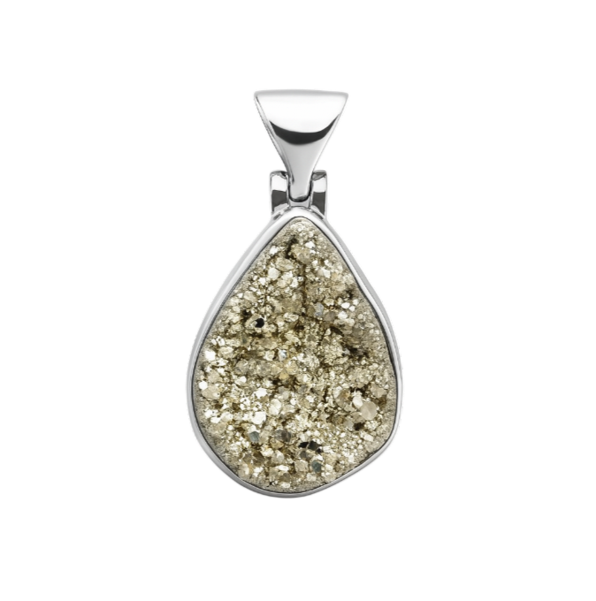 Zilveren Pyriet ruw druppel edelsteen kettinghanger KHZ-5712