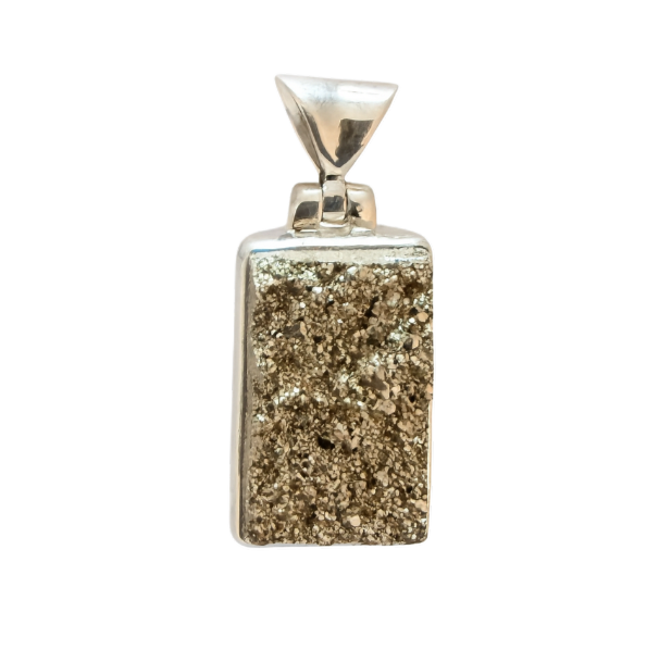 Zilveren Pyriet ruw rechthoek edelsteen kettinghanger KHZ-5714
