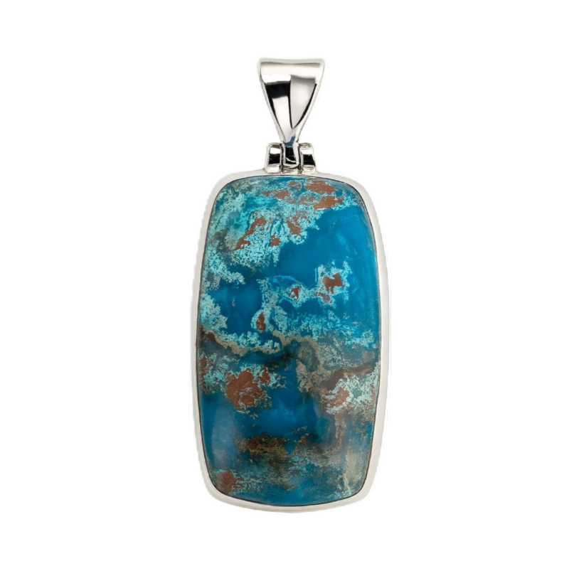 Zilveren Shattuckiet rechthoek bol edelsteen kettinghanger KHZ-5717