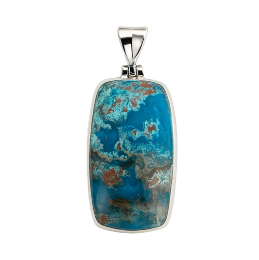 Zilveren Shattuckiet rechthoek bol edelsteen kettinghanger