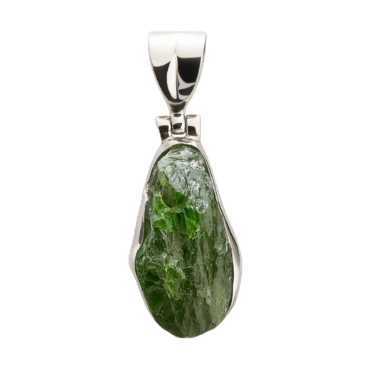 Zilveren Diopside ruw vrije vorm 2 edelsteen kettinghanger