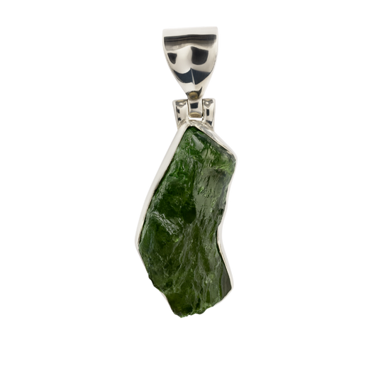 Zilveren Diopside ruw vrije vorm 3 edelsteen kettinghanger