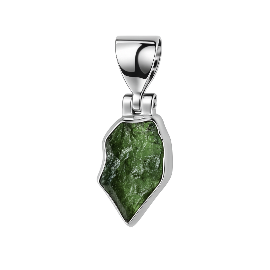 Zilveren Diopside ruw vrije vorm 5 edelsteen kettinghanger