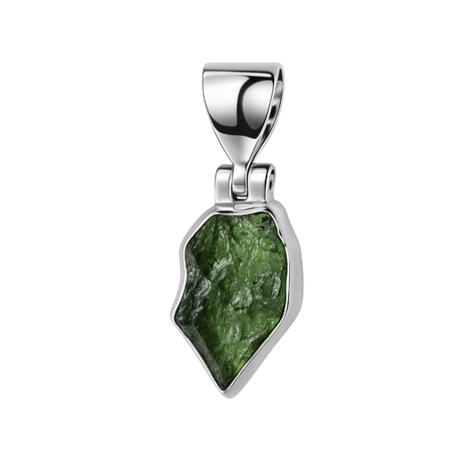 Zilveren Diopside ruw vrije vorm 5 edelsteen kettinghanger