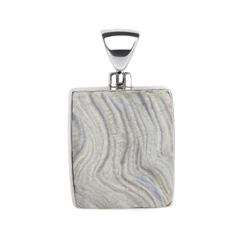 Zilveren Desert Druzy ruw vierkant edelsteen kettinghanger
