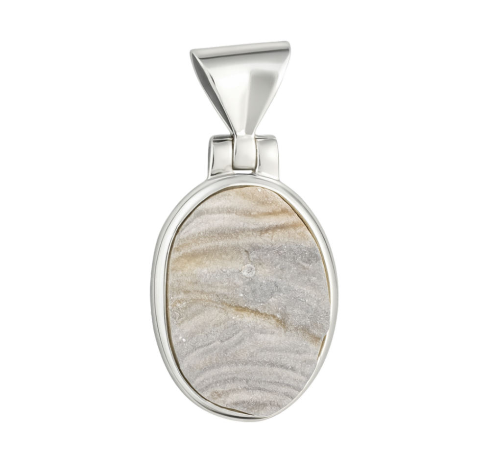 Zilveren Desert Druzy ruw ovaal edelsteen kettinghanger