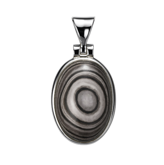 Zilveren Psilomelane ovaal groot 2 edelsteen kettinghanger