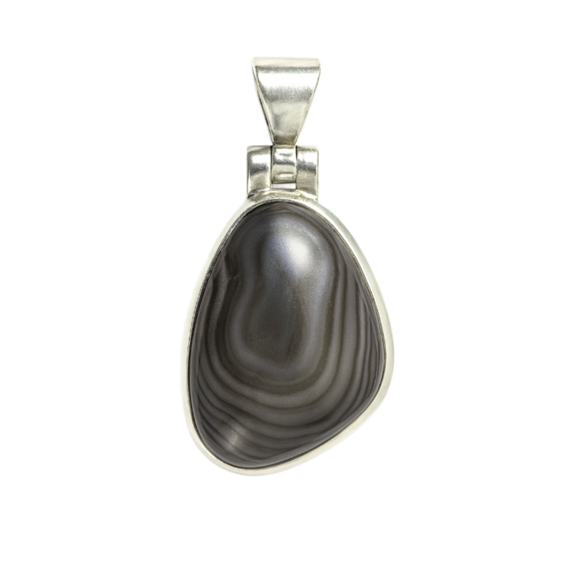 Zilveren Psilomelane vrije vorm edelsteen kettinghanger KHZ-5735-2