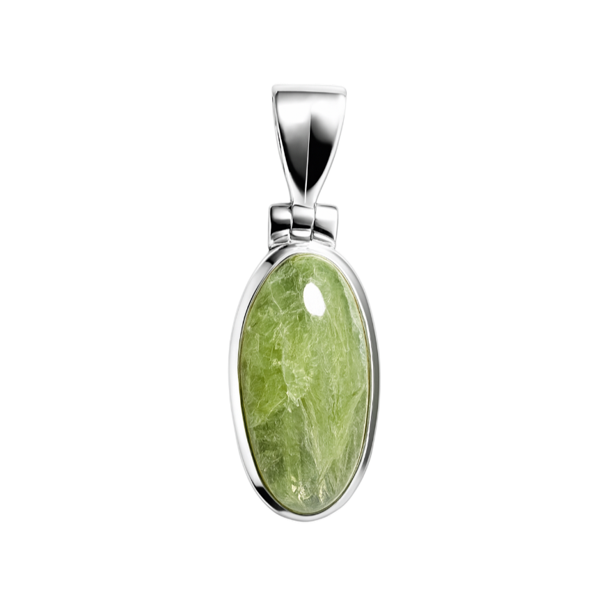 Zilveren Kyaniet ovaal 1 edelsteen kettinghanger KHZ-5737