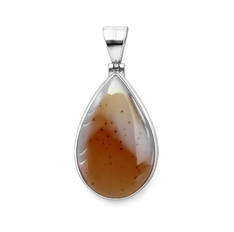 Zilveren Agaat Montana druppel groot edelsteen kettinghanger KHZ-5751-2