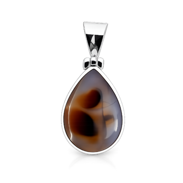 Zilveren Agaat Montana druppel edelsteen kettinghanger KHZ-5752-2