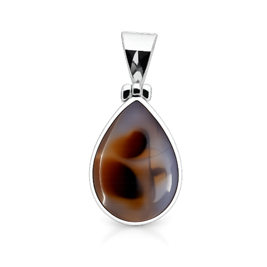 Zilveren Agaat Montana druppel edelsteen kettinghanger KHZ-5752-2