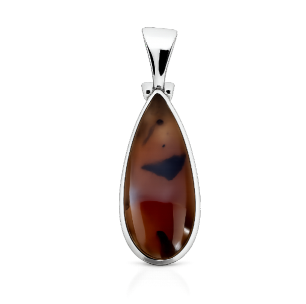 Zilveren Agaat Montana druppel lang edelsteen kettinghanger KHZ-5754-2