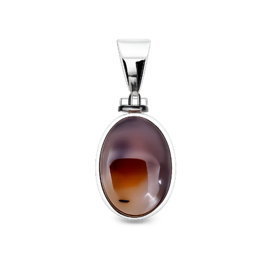 Zilveren Agaat Montana ovaal 2 edelsteen kettinghanger KHZ-5755-2