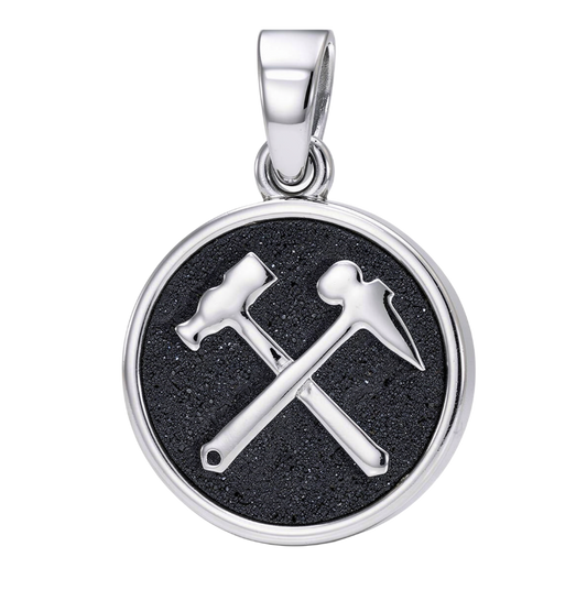 Zilveren hanger gereedschap voor in de mijn met lava zand KHZ-5758