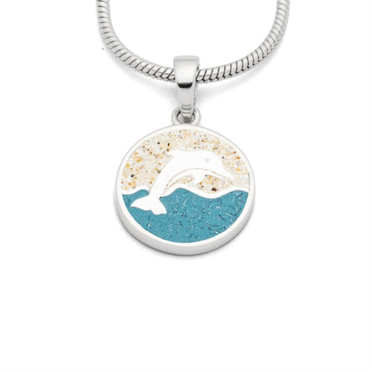 Zilveren hanger Dolfijn in zee met echt zand KHZ-5763-2