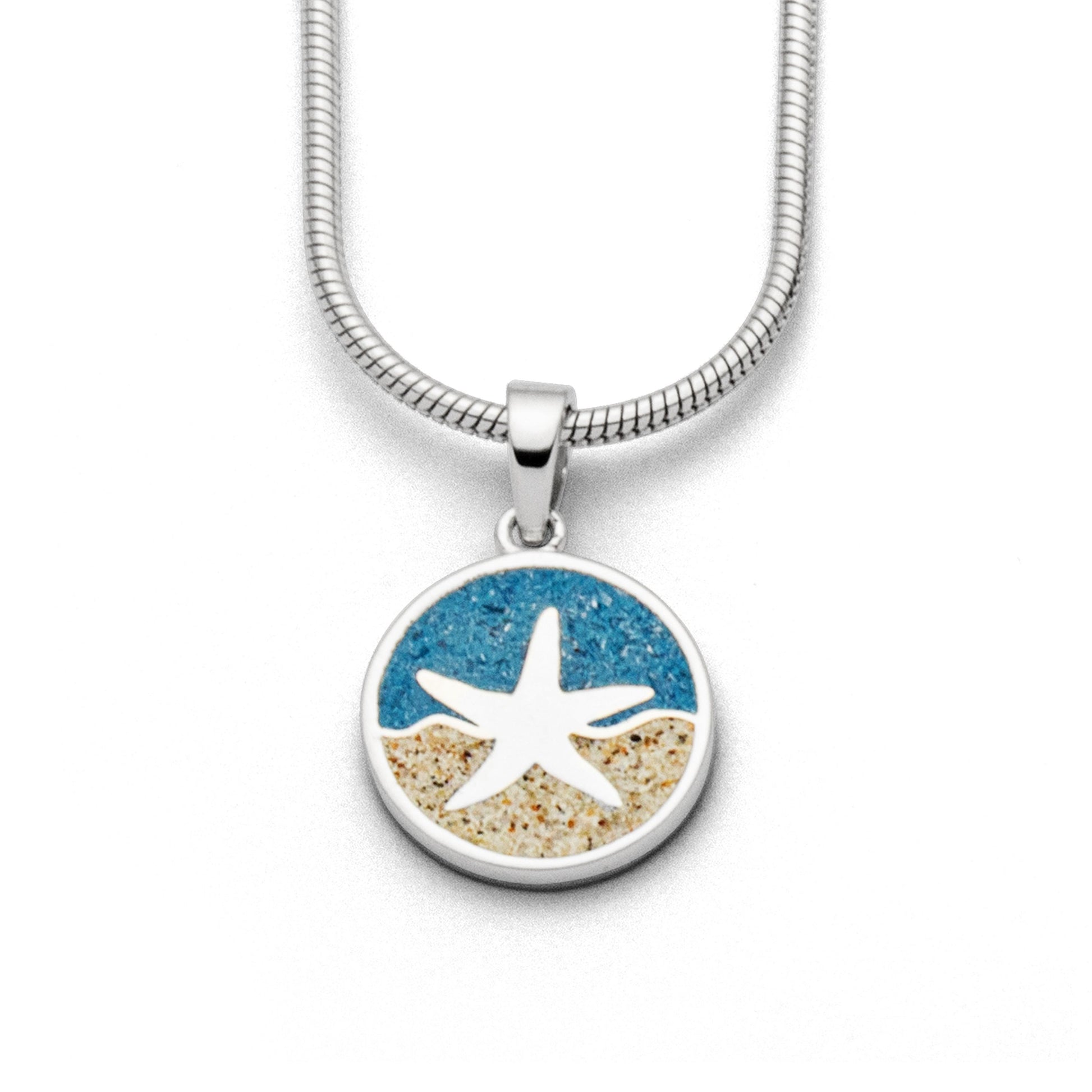 Zilveren hanger Zeester aan zee met echt zand KHZ-5764-2