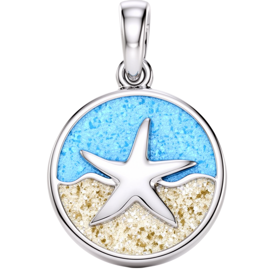 Zilveren hanger Zeester aan zee met echt zand KHZ-5764