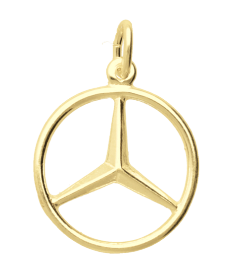 Zilveren Auto embleem ketting hanger 14 karaat goud verguld KHZV-0003