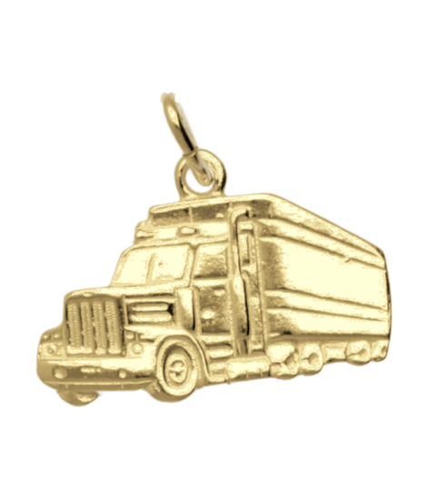 Zilveren Vrachtwagen ketting hanger 14 karaat goud verguld - groot KHZV-0005