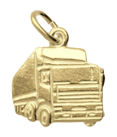 Zilveren Vrachtwagen ketting hanger 14 karaat goud verguld - klein KHZV-0006