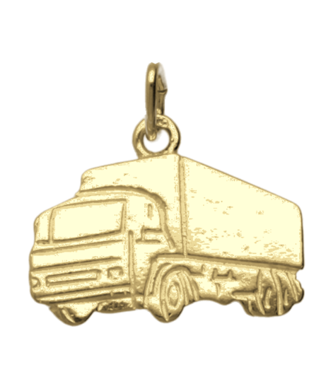 Zilveren Vrachtwagen ketting hanger 14 karaat goud verguld KHZV-0007