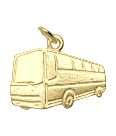 Zilveren Autobus ketting hanger 14 karaat goud verguld KHZV-0009