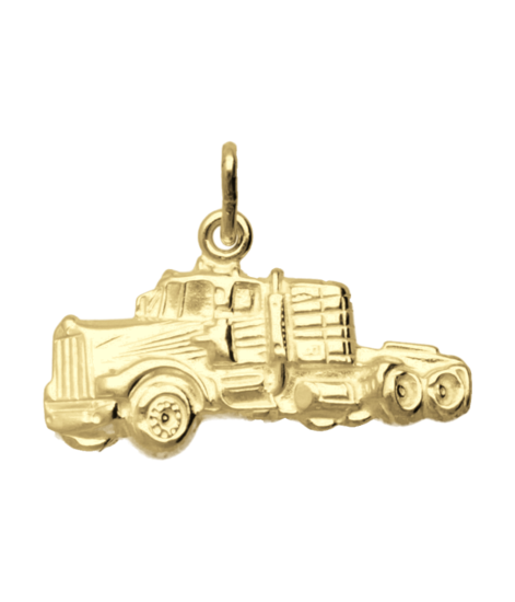 Zilveren Truck - Vrachtwagen - Vrachtauto ketting hanger 14 karaat goud verguld KHZV-0010