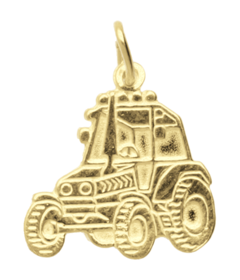 Zilveren Tractor ketting hanger 14 karaat goud verguld