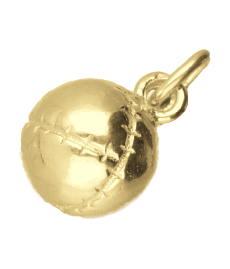 Zilveren Kaatsbal klein massief ketting hanger 14 karaat goud verguld