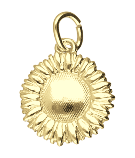 Zilveren Zonnebloem ketting hanger 14 karaat goud verguld