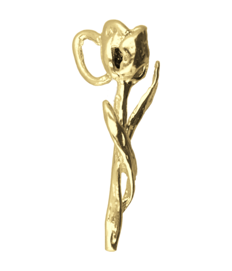 Zilveren Tulpje ketting hanger 14 karaat goud verguld KHZV-0167