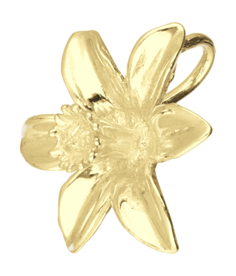 Zilveren Narcis ketting hanger 14 karaat goud verguld KHZV-0175