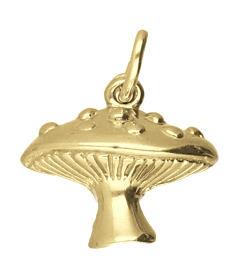 Zilveren Paddenstoel met stippen ketting hanger 14 karaat goud verguld KHZV-0180