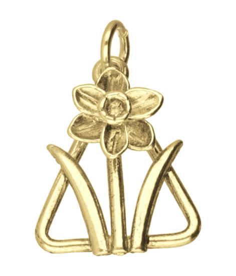 Zilveren Narcis in driehoek ketting hanger 14 karaat goud verguld KHZV-0198