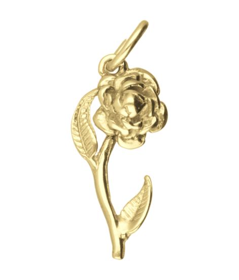 Zilveren Roosje ketting hanger 14 karaat goud verguld KHZV-0199