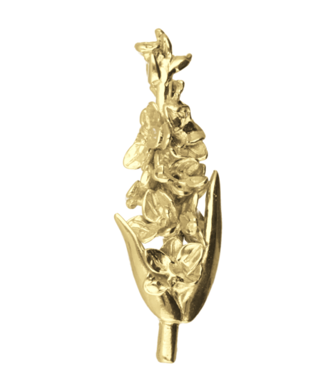 Zilveren Orchidee ketting hanger 14 karaat goud verguld KHZV-0203