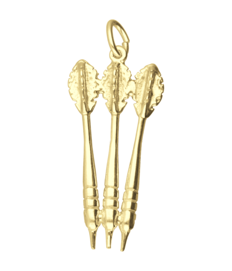 Zilveren Dartpijlen set ketting hanger 14 karaat goud verguld KHZV-0254