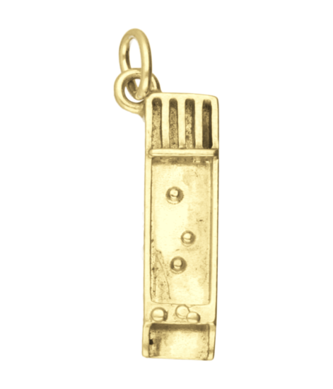 Zilveren Sjoelbak ketting hanger 14 karaat goud verguld KHZV-0256